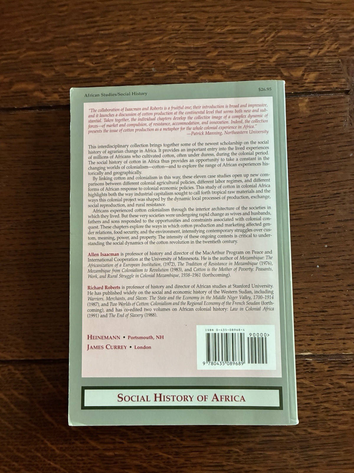 Cotton, Colonialism, and Social History Allen Isaacman PB 1995 Social History o…