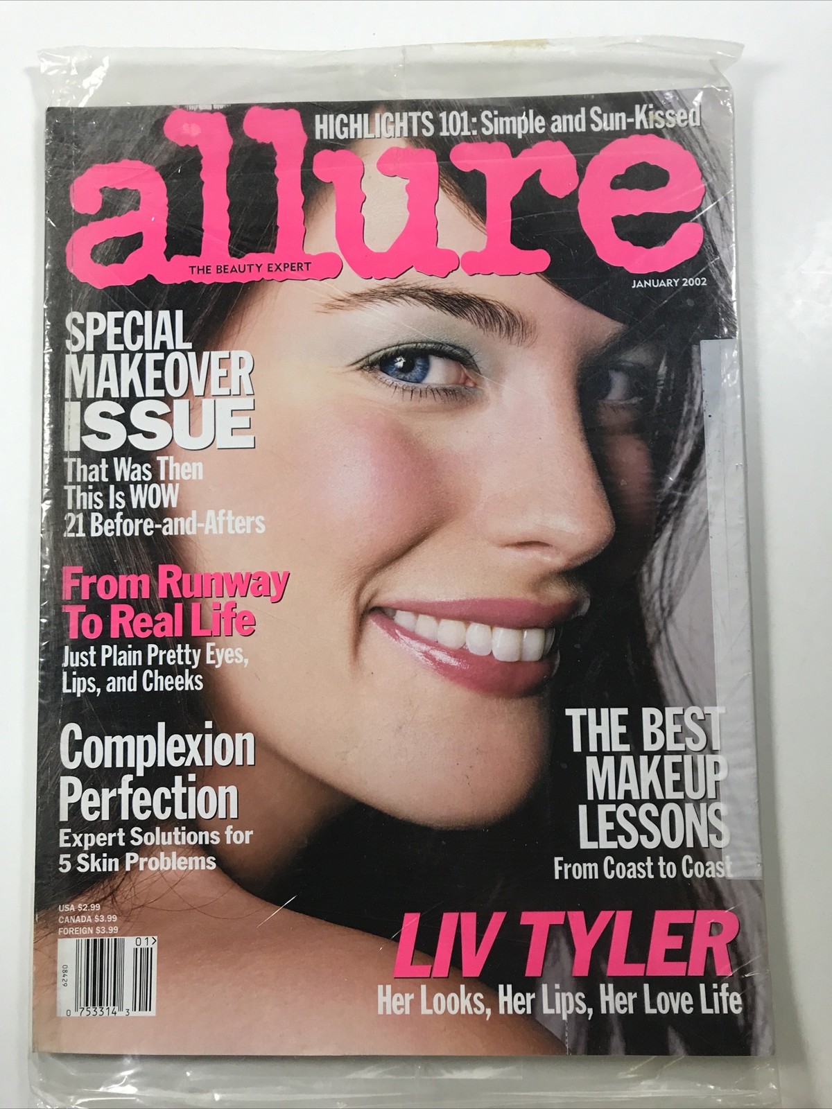 ALLURE magazine-January 2002 Fashion makeup hair Cover Liv Tyler Sealed!