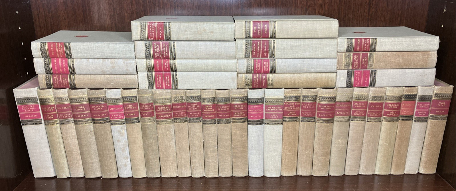 Classics Club Lot Of 40 Book Vintage Classic Literature Set Walter Black Red Top