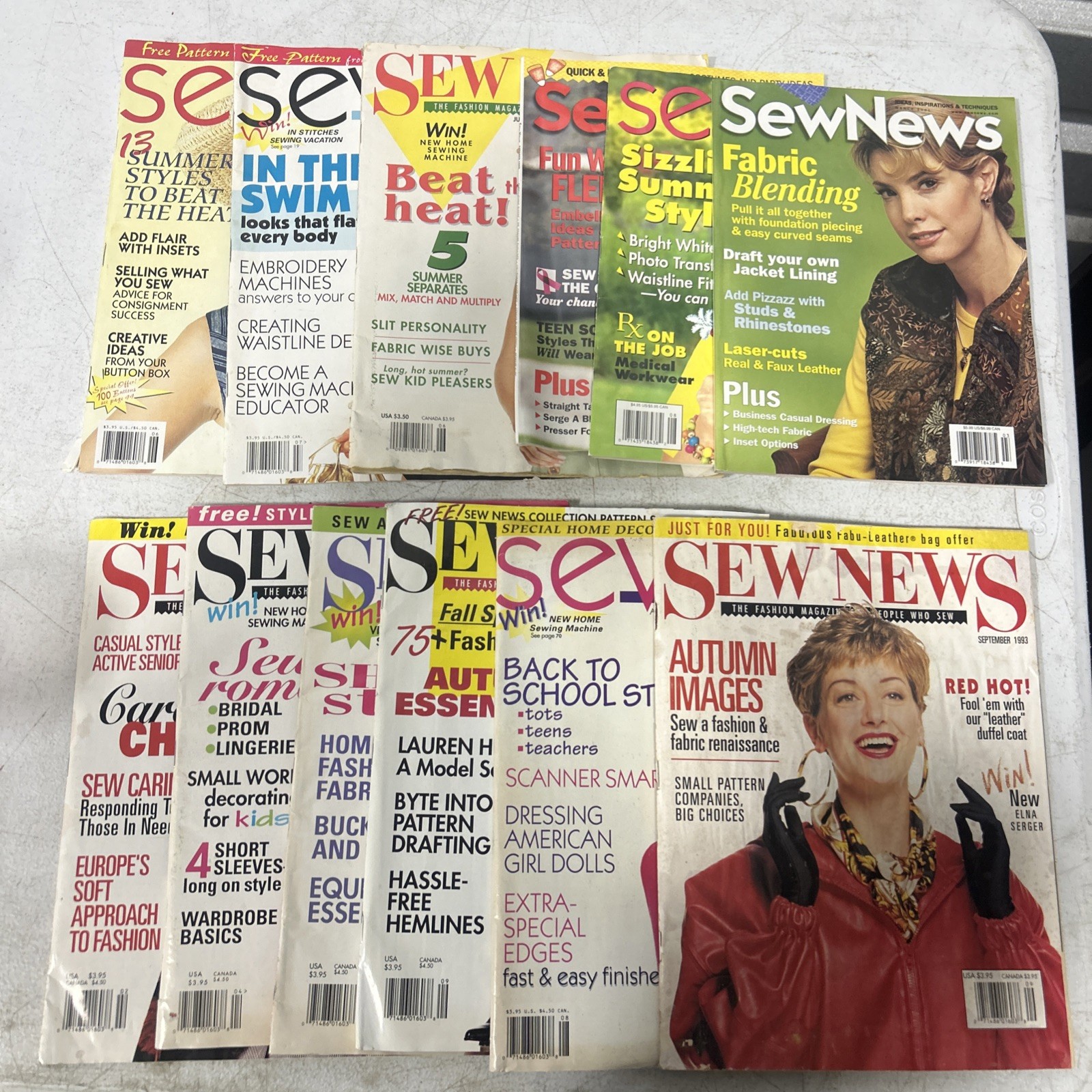 Lot Of 12 SEW NEWS Magazines1990’s/2000&rsquo;s Fashion Design Sewing Tailoring READ