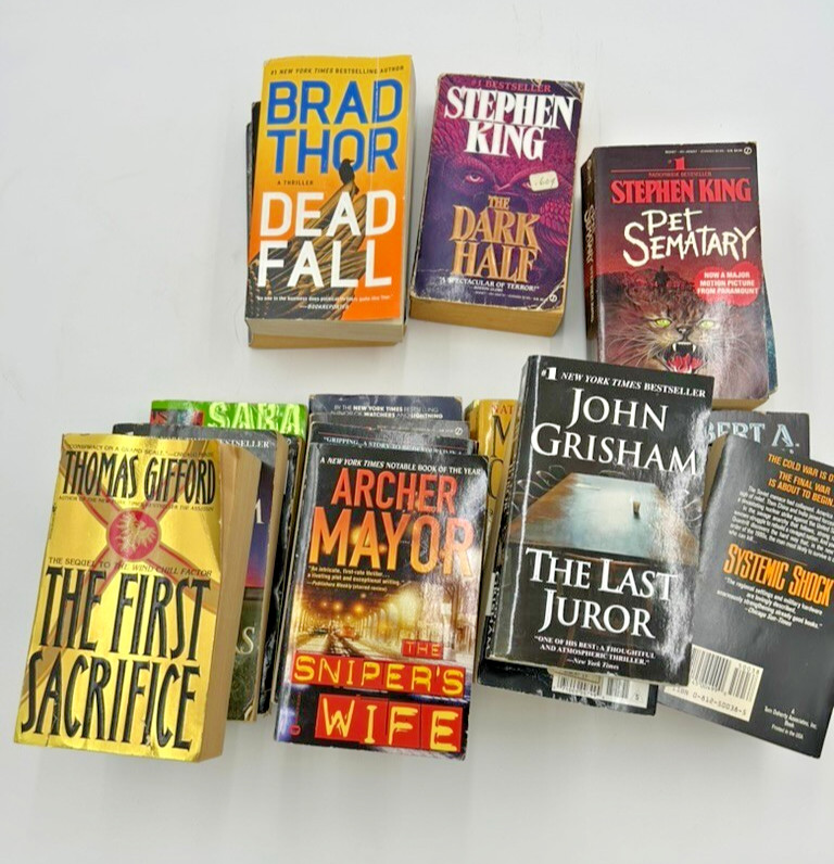 Lot of 10 Random Mystery Thriller Suspense Books – Paperback Fiction Mix