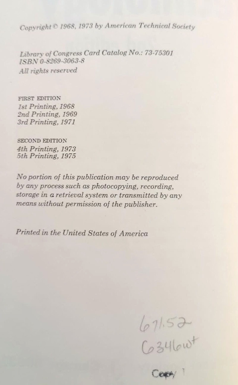 Welding Technology 2nd Edition 1975 Hardcover American Technical Society