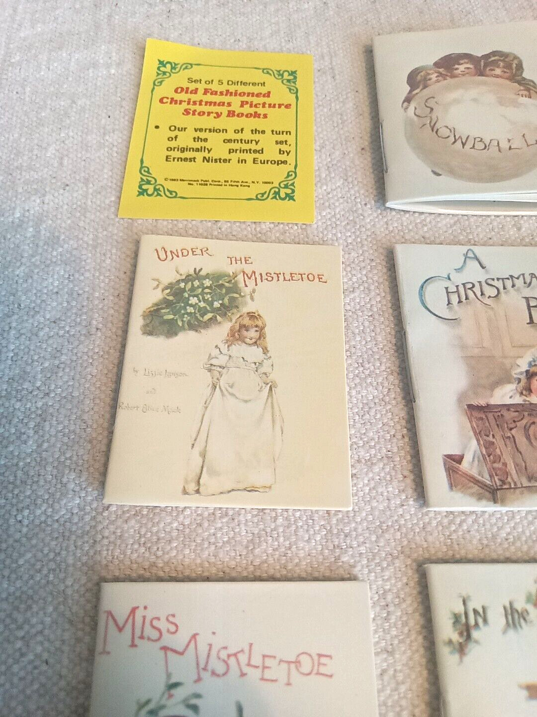 Miniature Christmas 5 Book Set Old Fashioned With Case 1983 Repro Set Vintage
