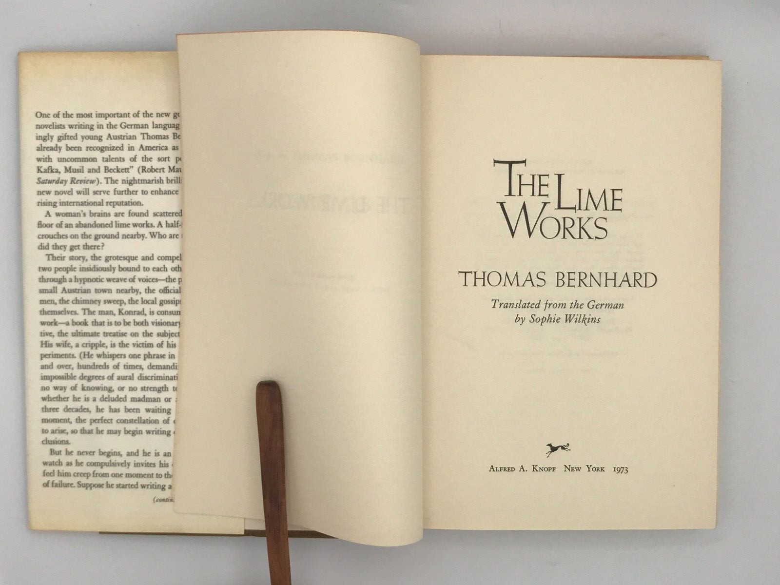 Thomas Bernhard / THE LIMEWORKS 1st US Edition (1973) Hardcover