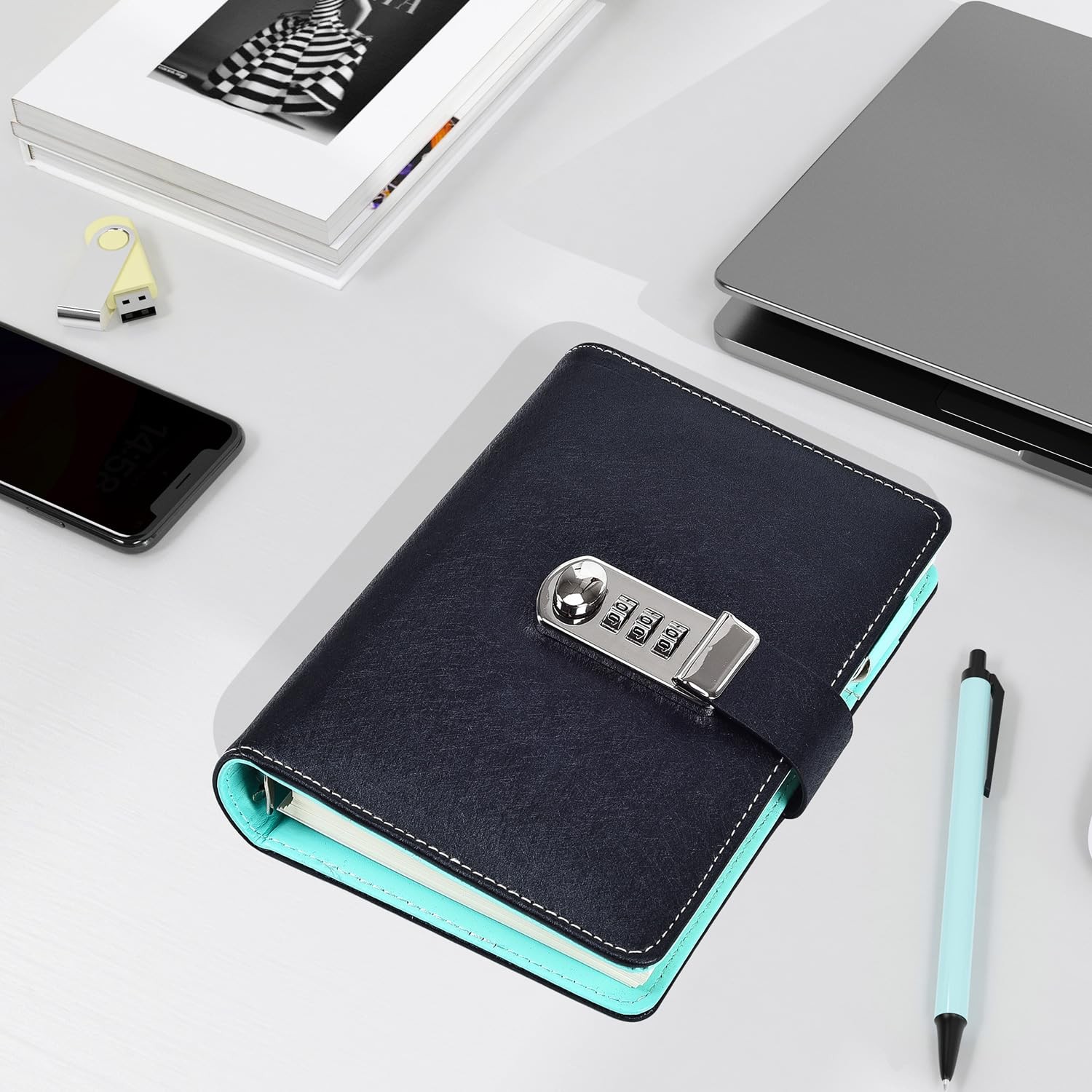 Diary Journal with Lock A6 Refillable PU Leather 18.5×13.5cm – Perfect