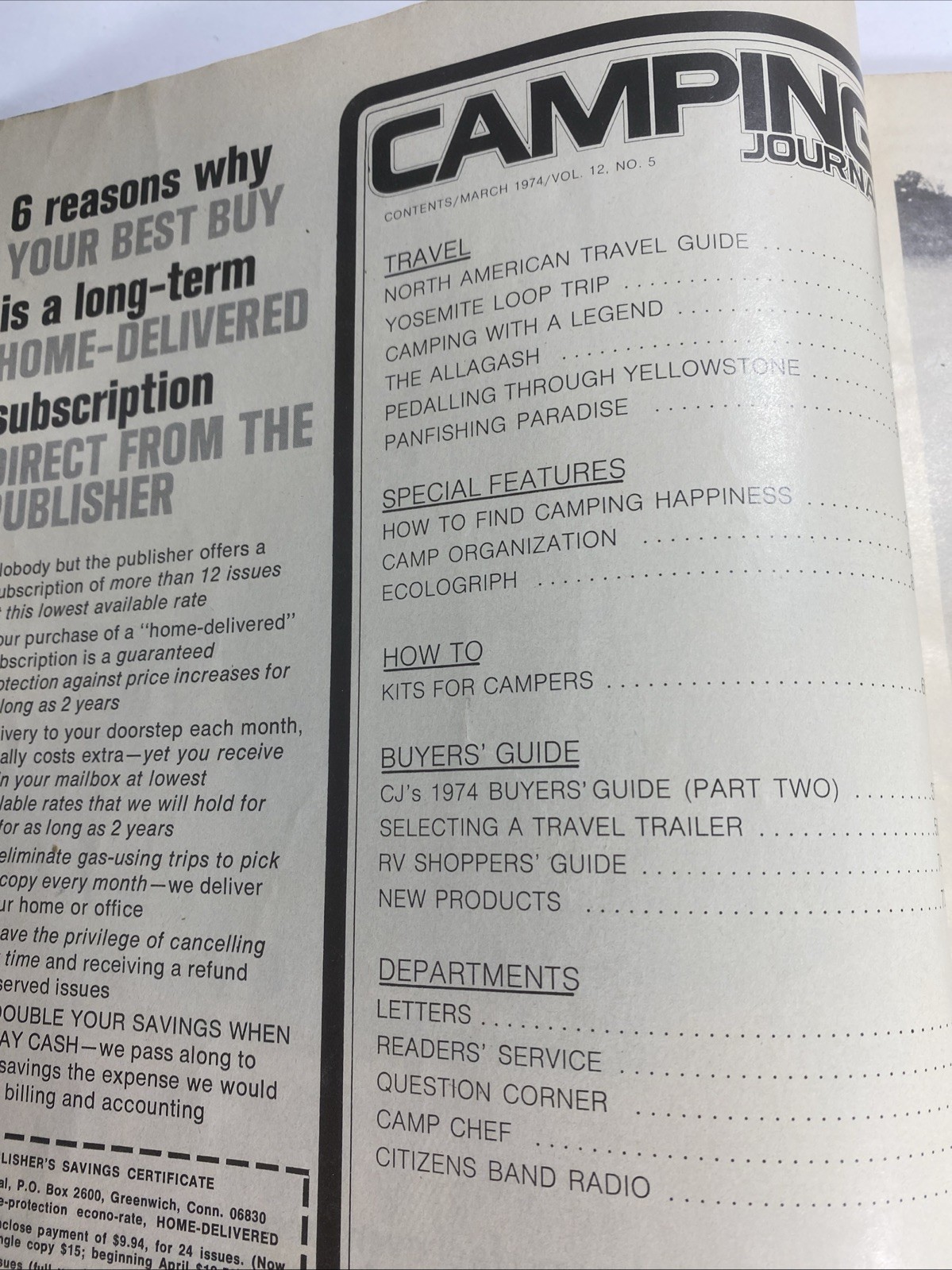 Camping Journal March 1974 Buyer&rsquo;s Guide Outdoor Recreation Magazine