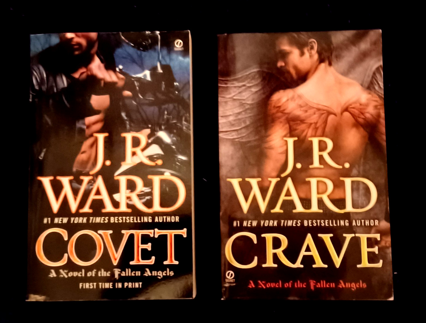 2 Fallen Angels novels-J.R. Ward-Covet & Crave-paperbacks-free shipping