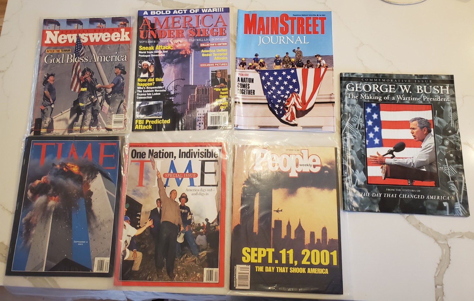 Lot of 7 +1 September 11th 2001 9/11 Magazines Special Editions: Time Newsweek