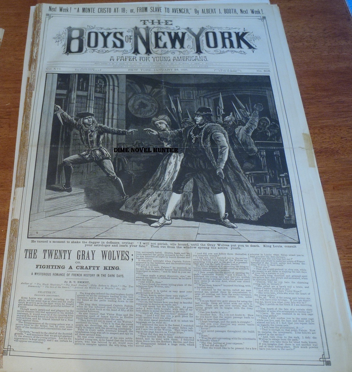 GRAY WOLVES COVER BOYS OF NEW YORK #806 & FRANK READE FRANK TOUSEY STORY PAPER