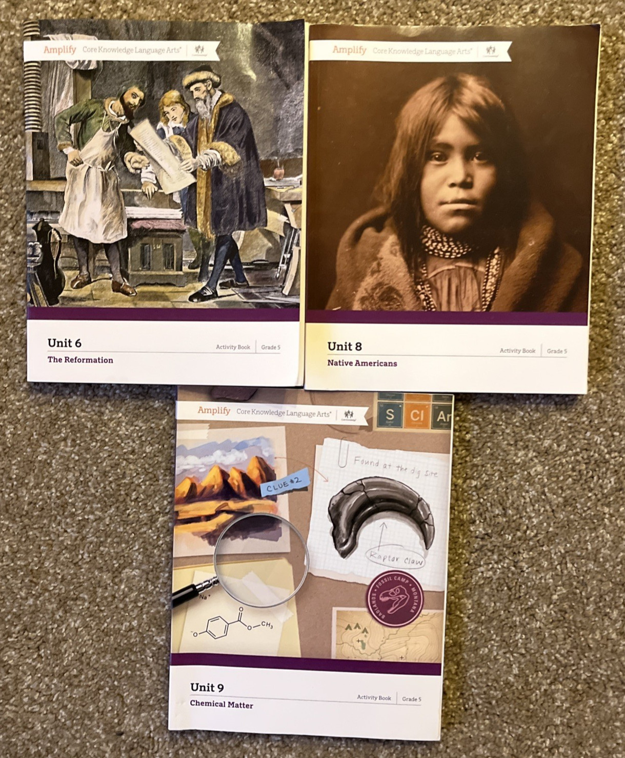 CKLA Amplify Core Knowledge Language Arts 5th Grade Workbook Units 6, 8 and 9 VG