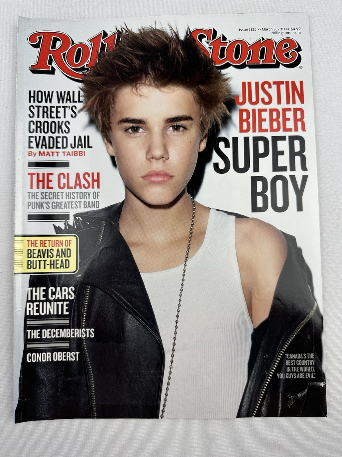 Rolling Stone Magazine Justin Bieber The Clash Wall Street Conor Oberst Cars