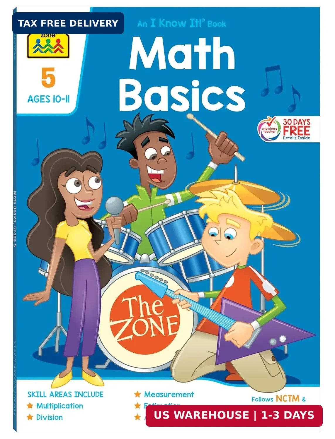 School Zone – Math Basics 5 Workbook – 64 Pages Ages 10 to 11 5th Grade Divis…