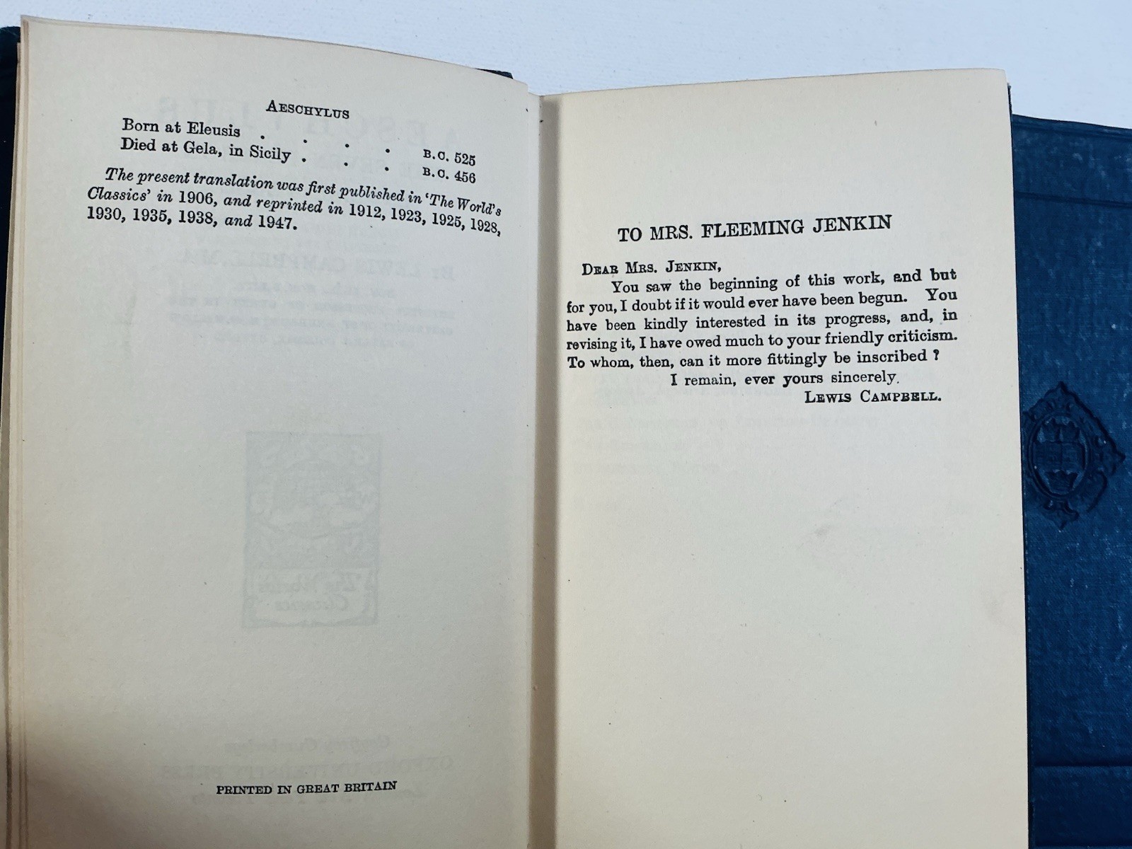 SOPHOCLES The Seven Plays in English Verse AESCHYLUS 1947 Oxford Press Campbell