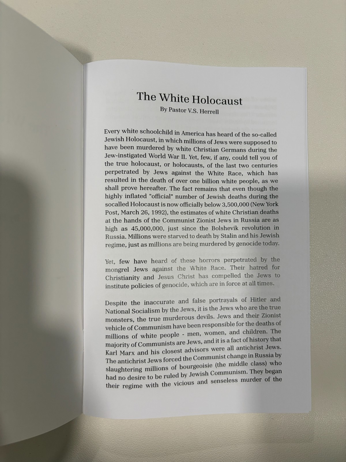 White Holocaust by V. Herrell SB