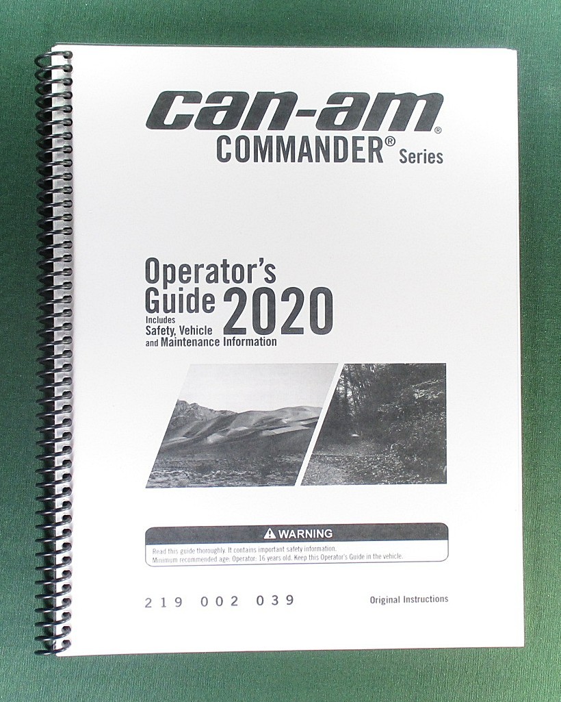 2020 Can-Am Commander DPS 800R Owner&rsquo;s Manual: 187 Pages & Clear Covers