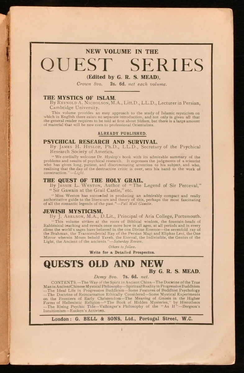 1909-1918 27Vols The Quest A Quarterly Review G R S Mead Very Scarce First Ed…