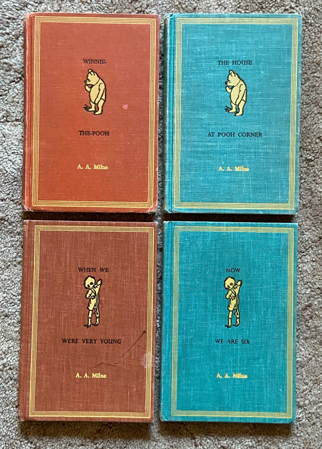 Vintage 1961 WINNIE THE POOH 4 Book Set A.A. Milne Dutton Warren Chappell Format