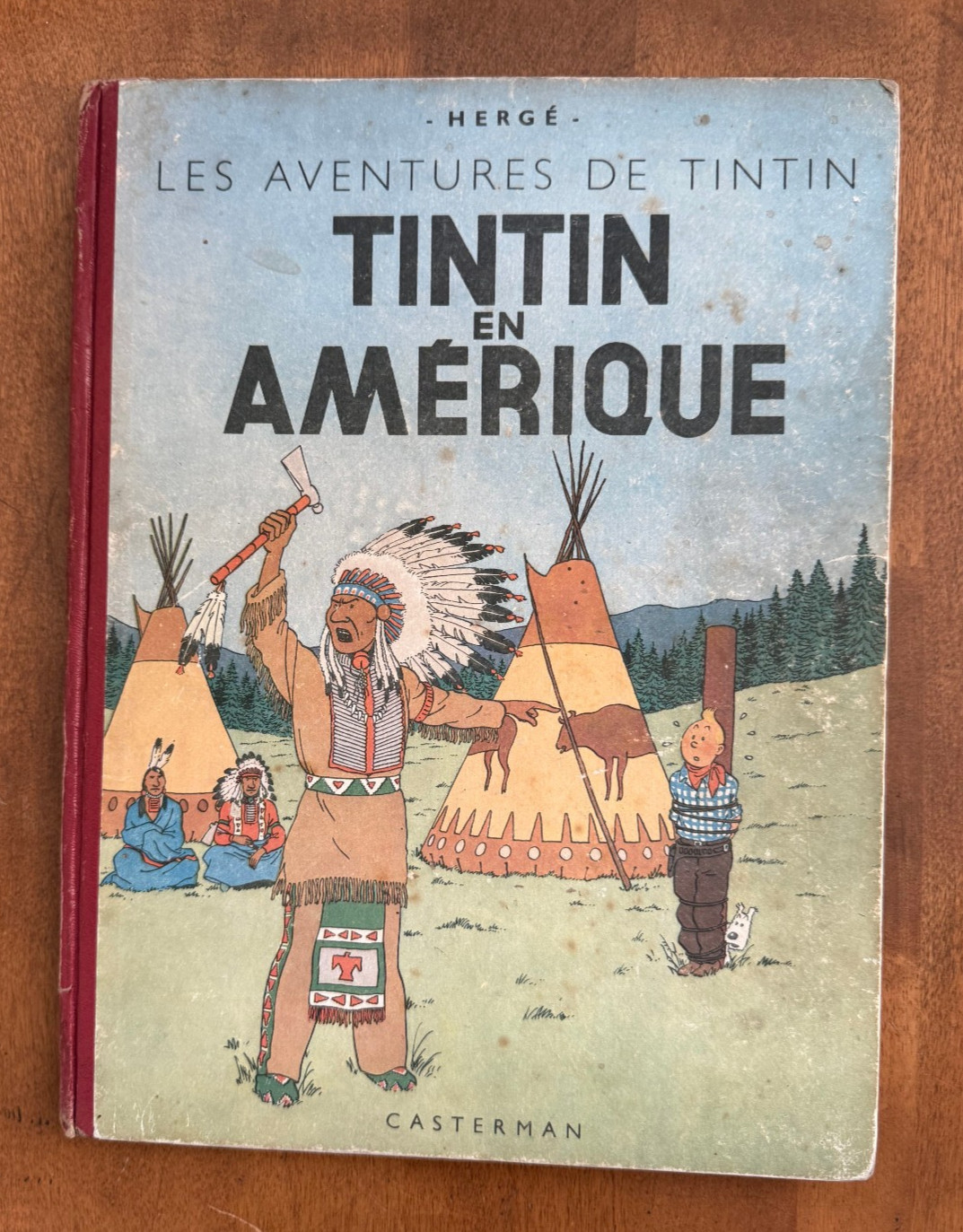 Hergé Tintin en Amérique 1st edition 1945 French Dos Pelior Rouge Red Title RARE