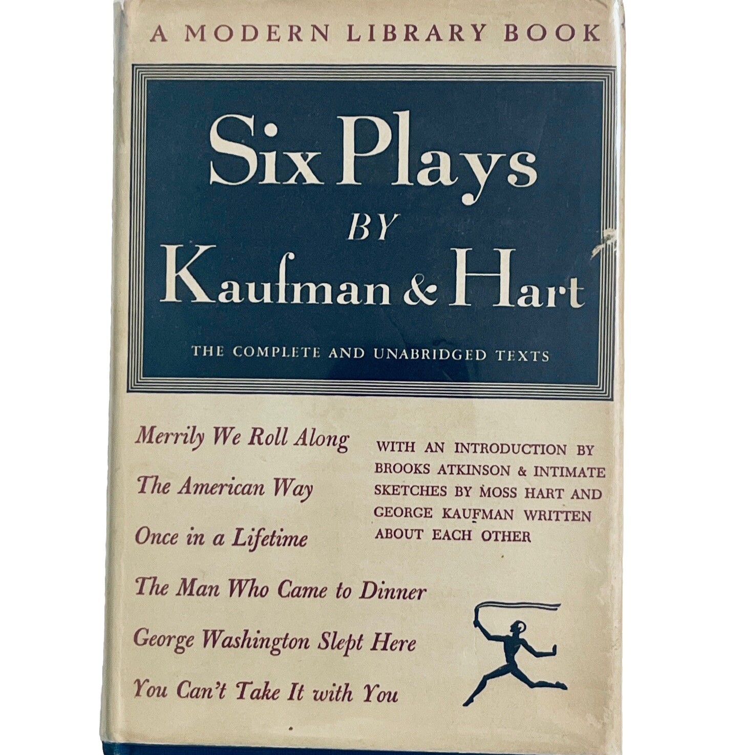 Vintage Six Plays by Kaufman & Hart Hardcover Book 1942 Clear Library Cover