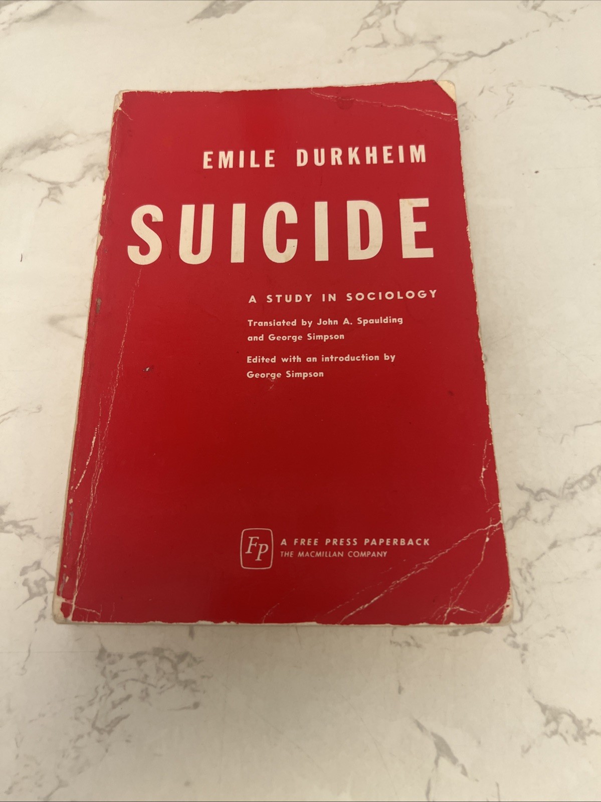 Vintage 1966 Suicide Study In Sociology Emile Durkheim Free Press Red PB USA