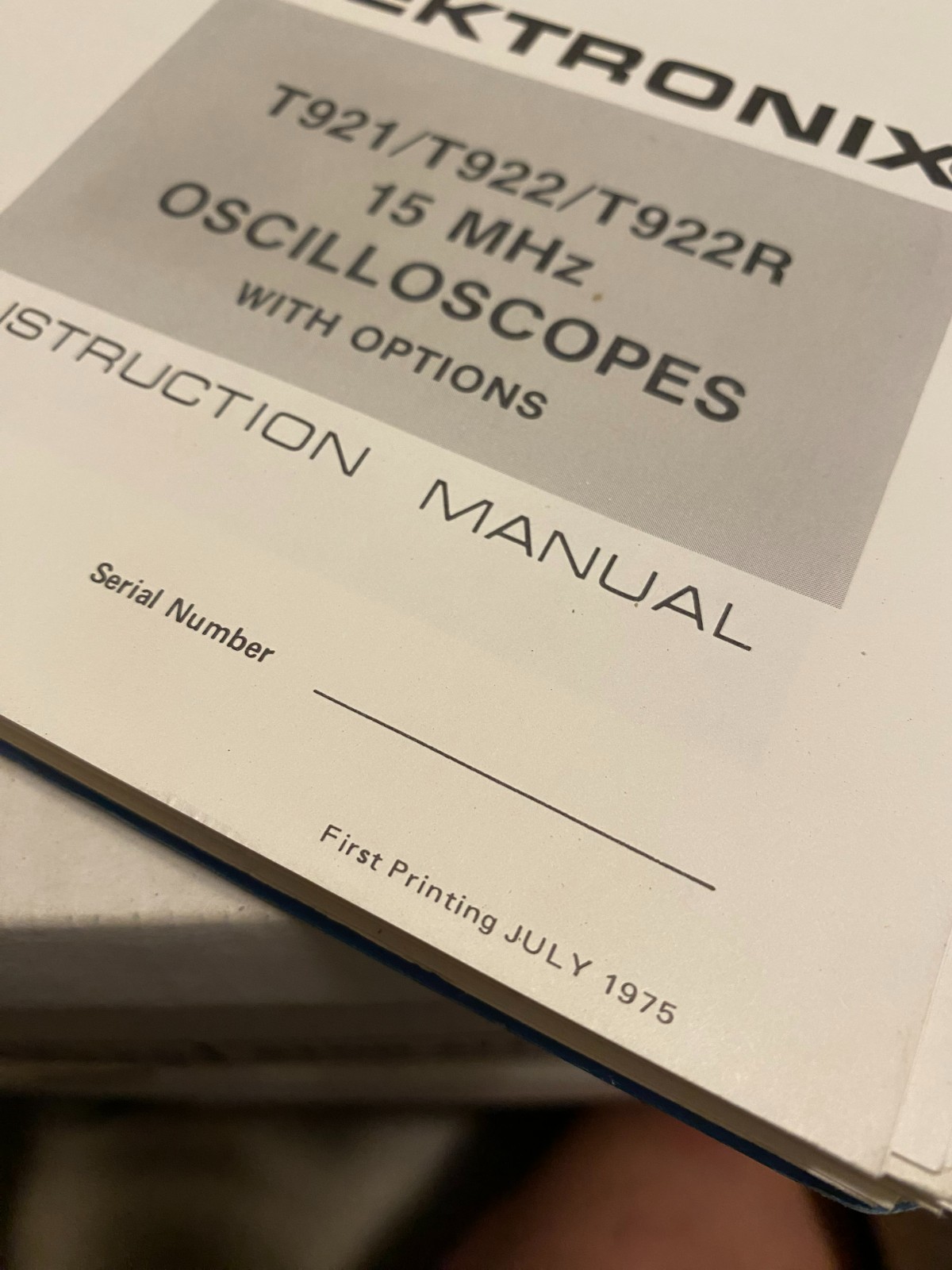 1975 Tektronix Instruction Manual T921/T922T922R 15MHz Oscilloscopes