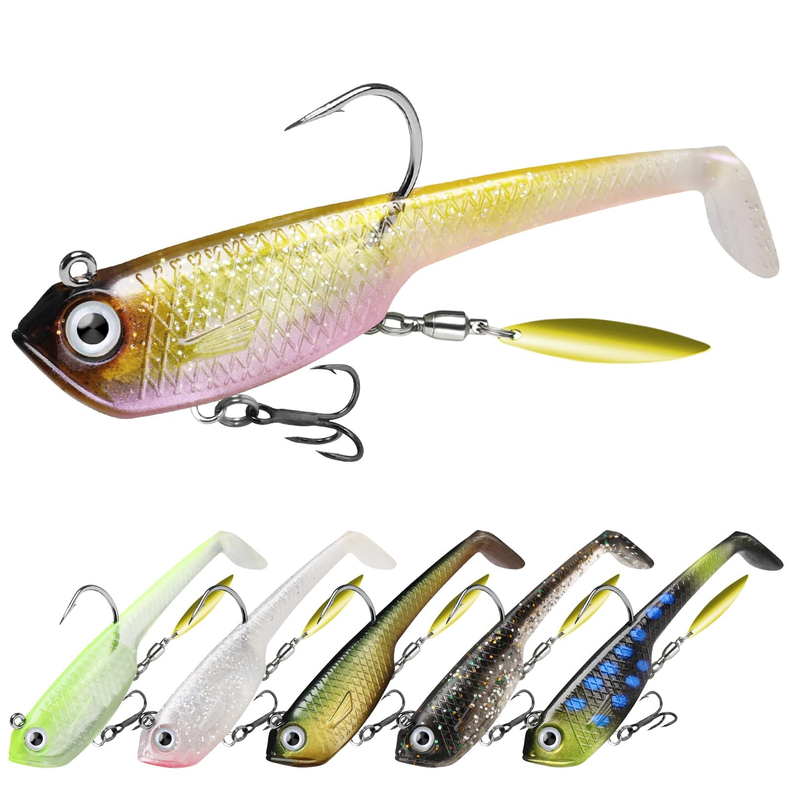 TRUSCEND Shadtale Soft Fishing Lures with BKK 3.2in (8cm), C1-3.2&Prime;-0.6oz