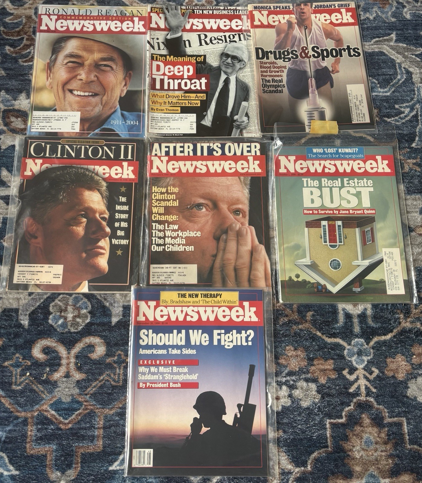 Lot Of 7 Newsweek Magazine&rsquo;s 1990-2005 Kept In Sleeves