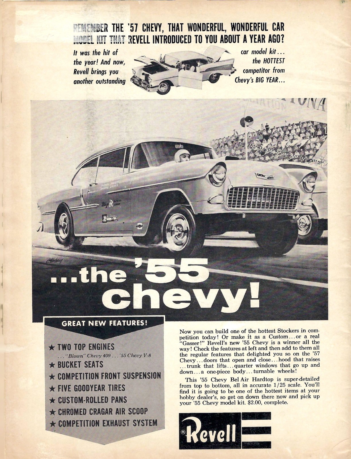 Revell &rsquo;55 Chevy Model Kit Ad PHOTOCOPY 1964 Model 1/25 Kit Color Copy of Box