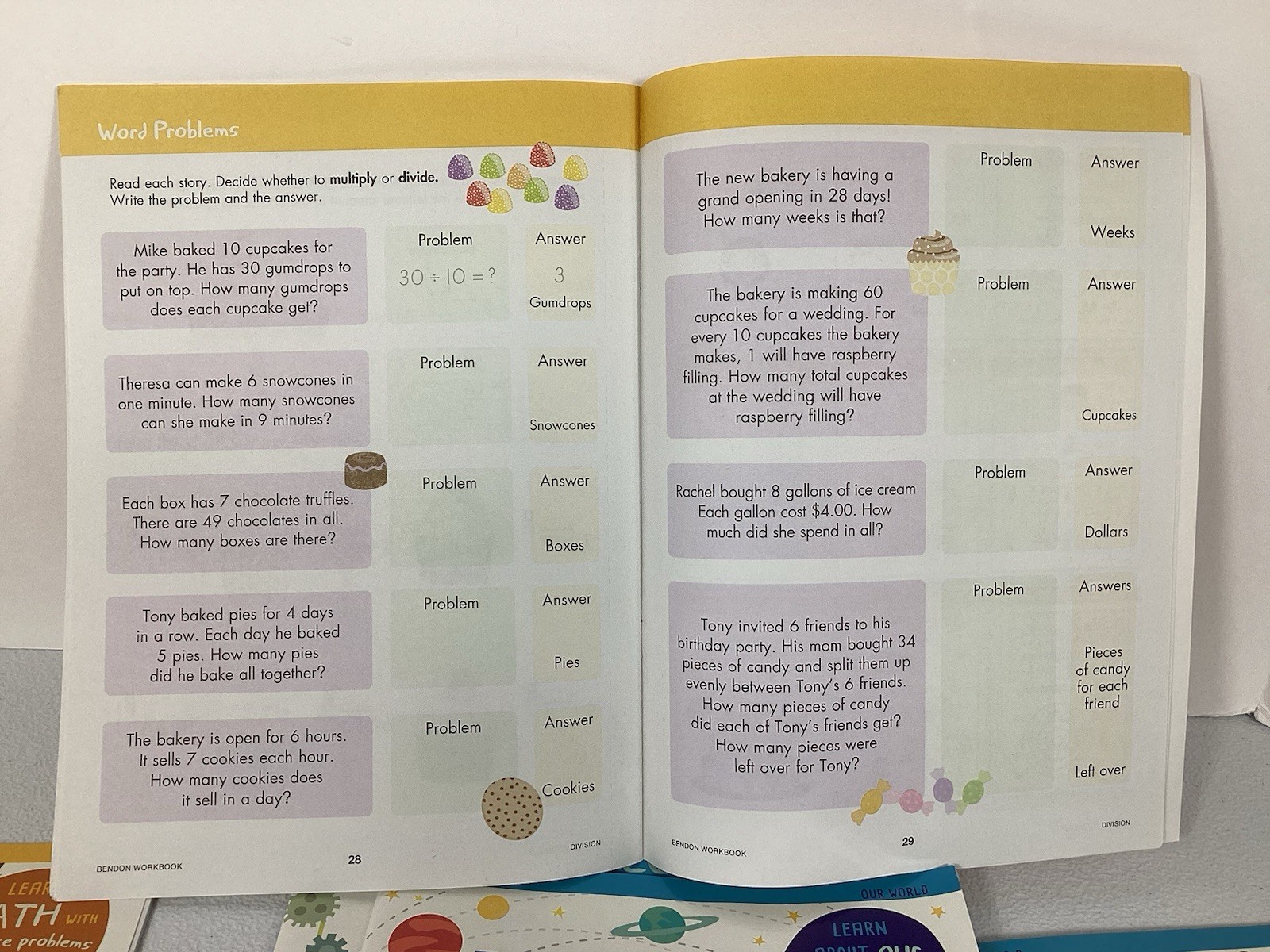 Our Amazing World & Math Learning Workbooks 32 Pages Grades 2-3 Lot Educational