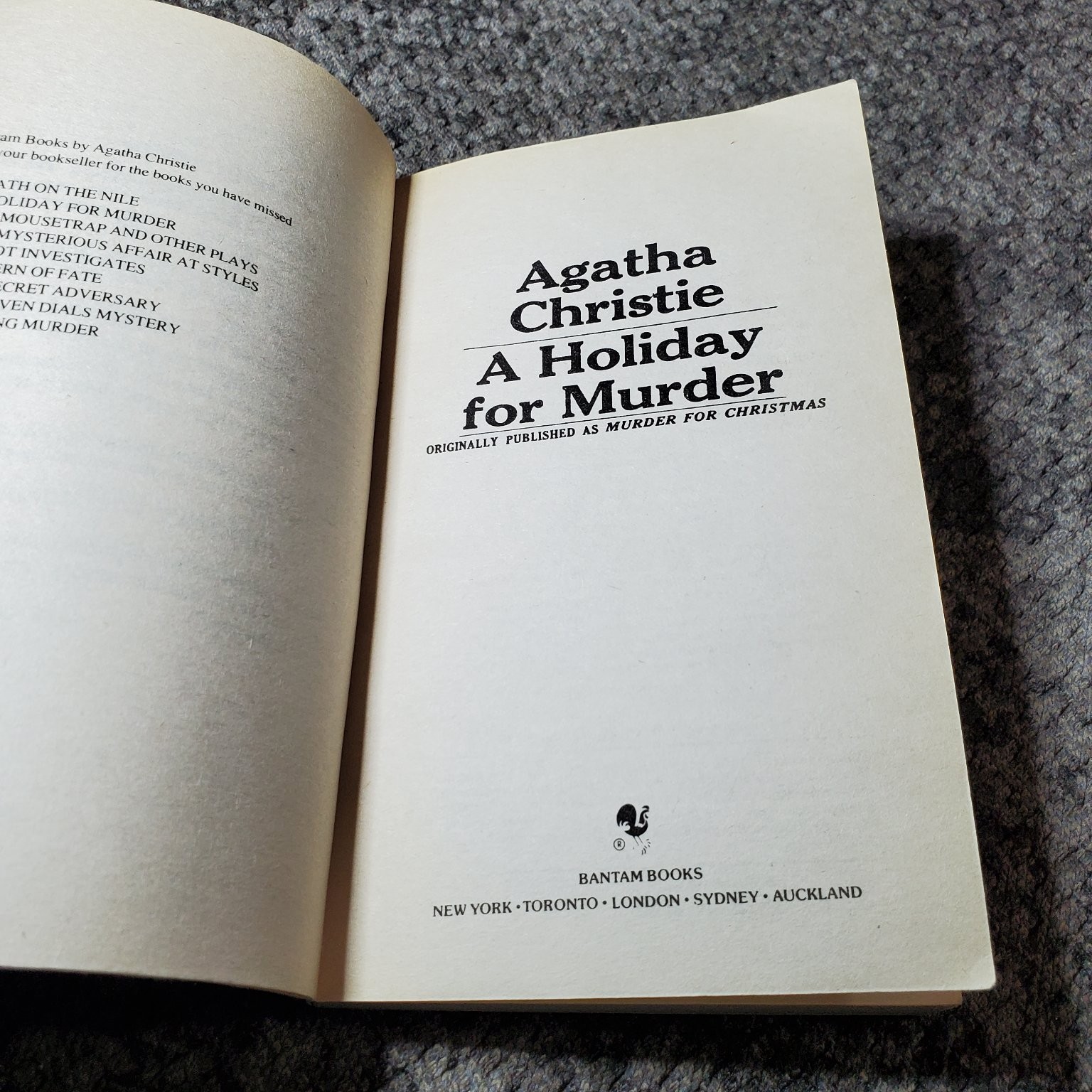 A Holiday for Murder Agatha Christie 1980 Paperback Hercule Poirot Mystery