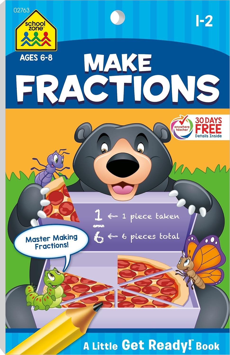 School Zone 1st 2nd Grade Fractions Workbooks 48 Pages Activity Learning Pages
