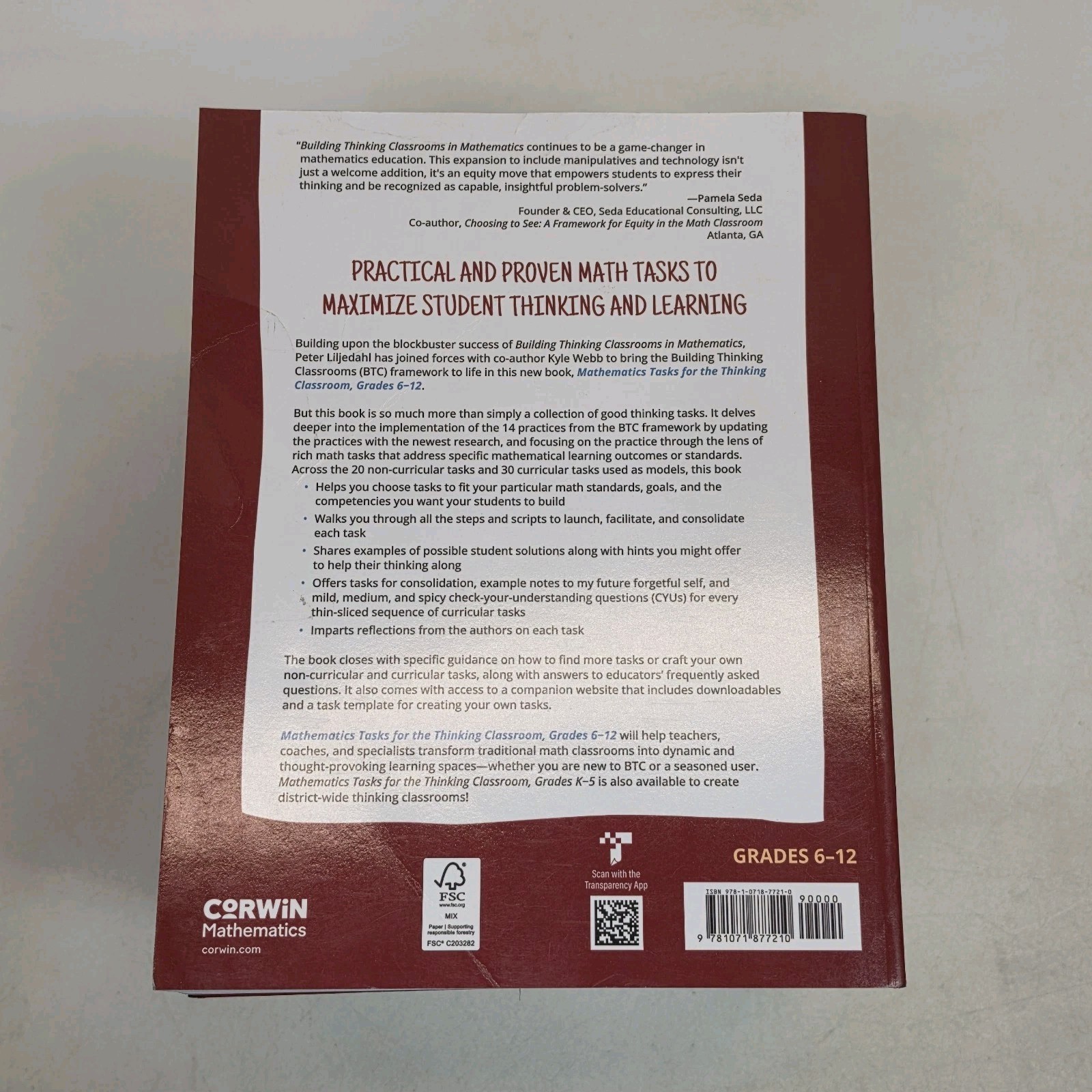 Mathematics Tasks for the Thinking Classroom, Grades 6-12. ISBN9781071877210