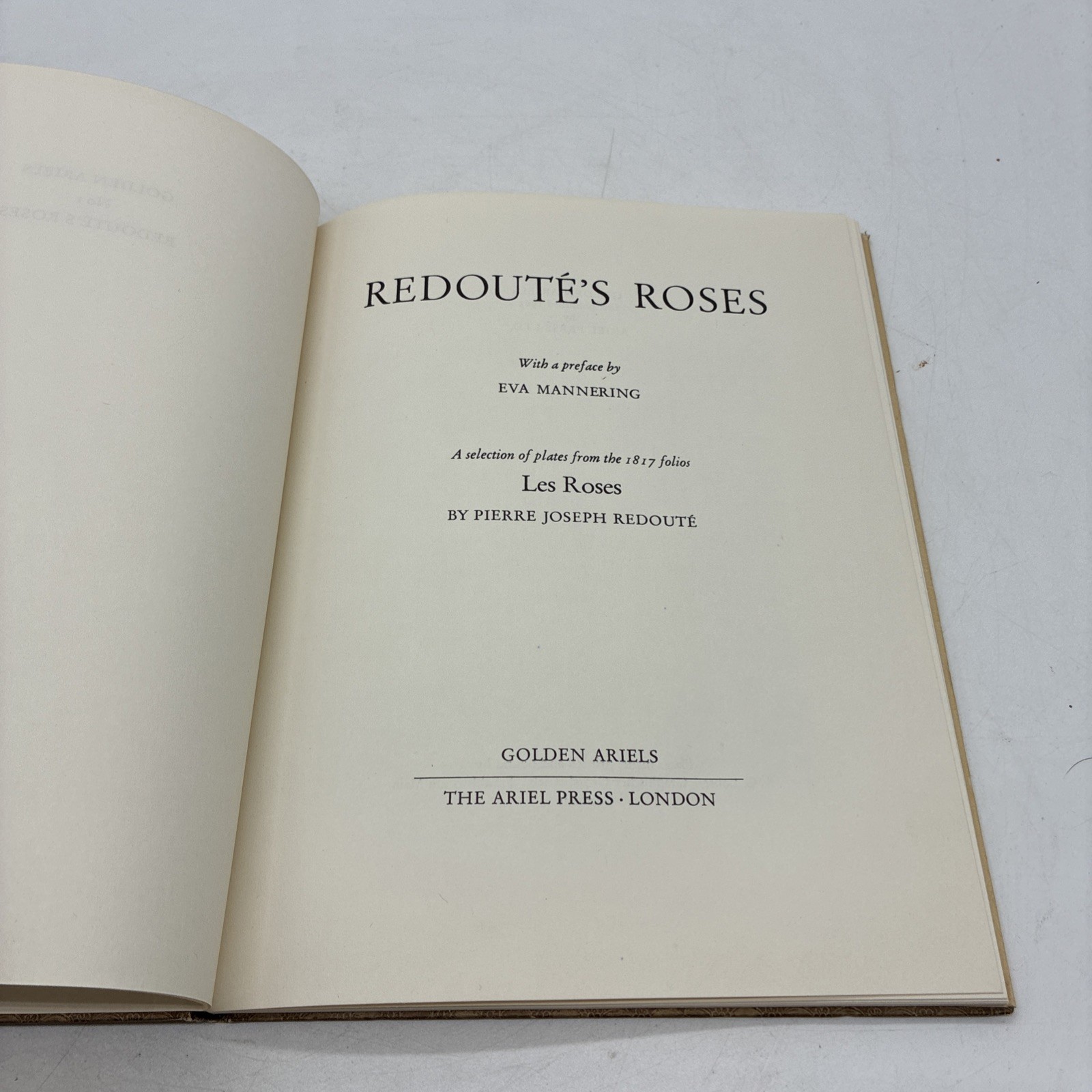 Roses by Pierre Joseph Redoute Golden Ariels First Published 1963 Dust Jacket