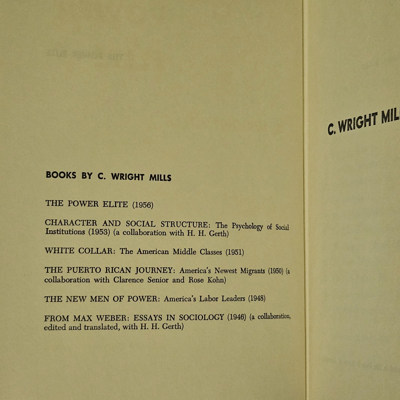 The Power Elite by C. Wright Mills HCDJ 2nd printing 1956
