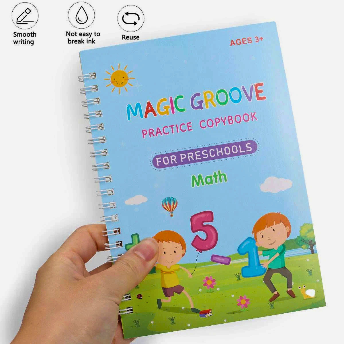Magic Grooved Handwriting Practice Book for Kids Reusable Copybook Set