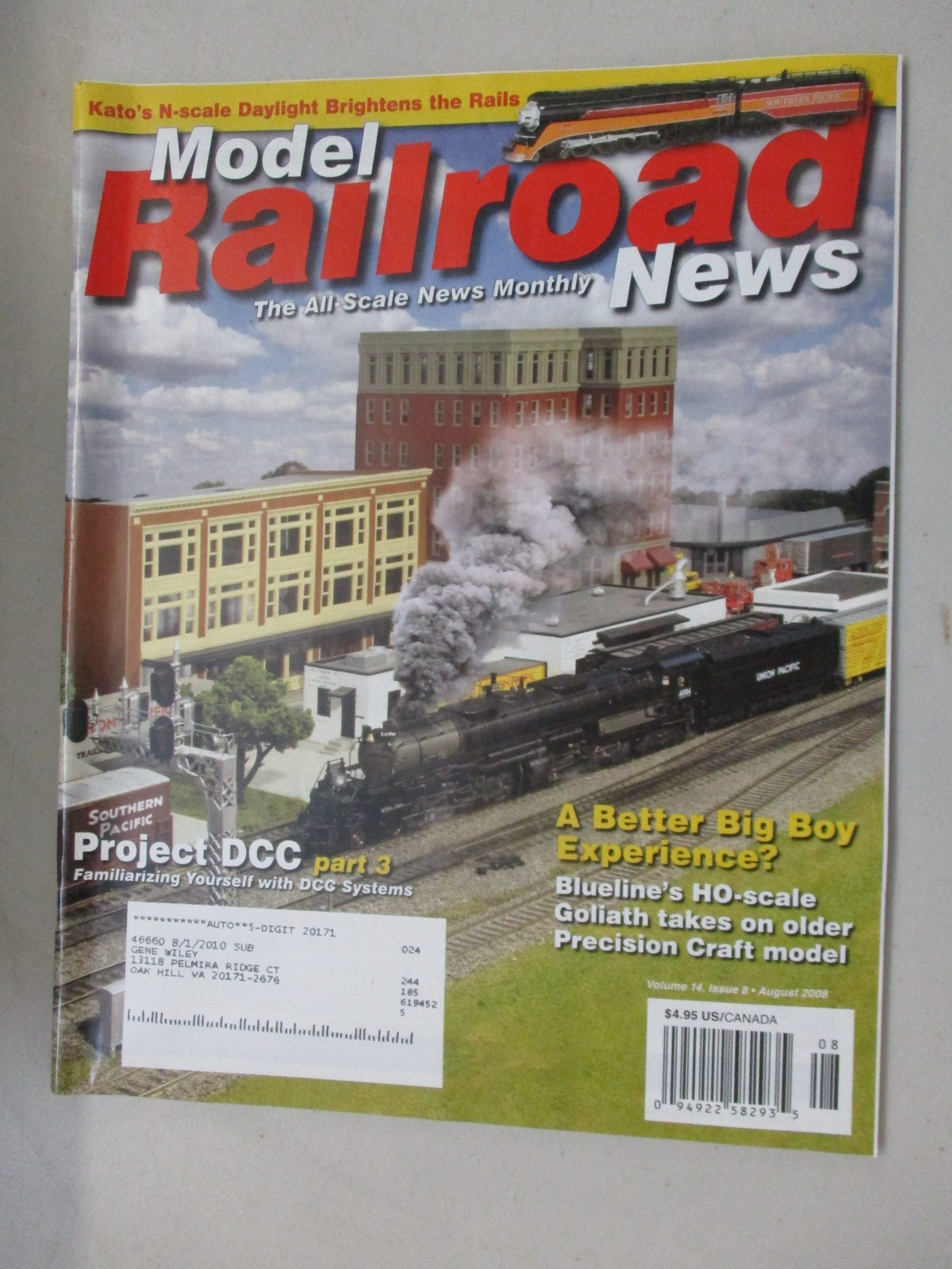 MODEL RAILROAD NEWS MAGAZINE AUGUST 2008 PROJECT DCC KATO N-SCALE BLUELINE HO