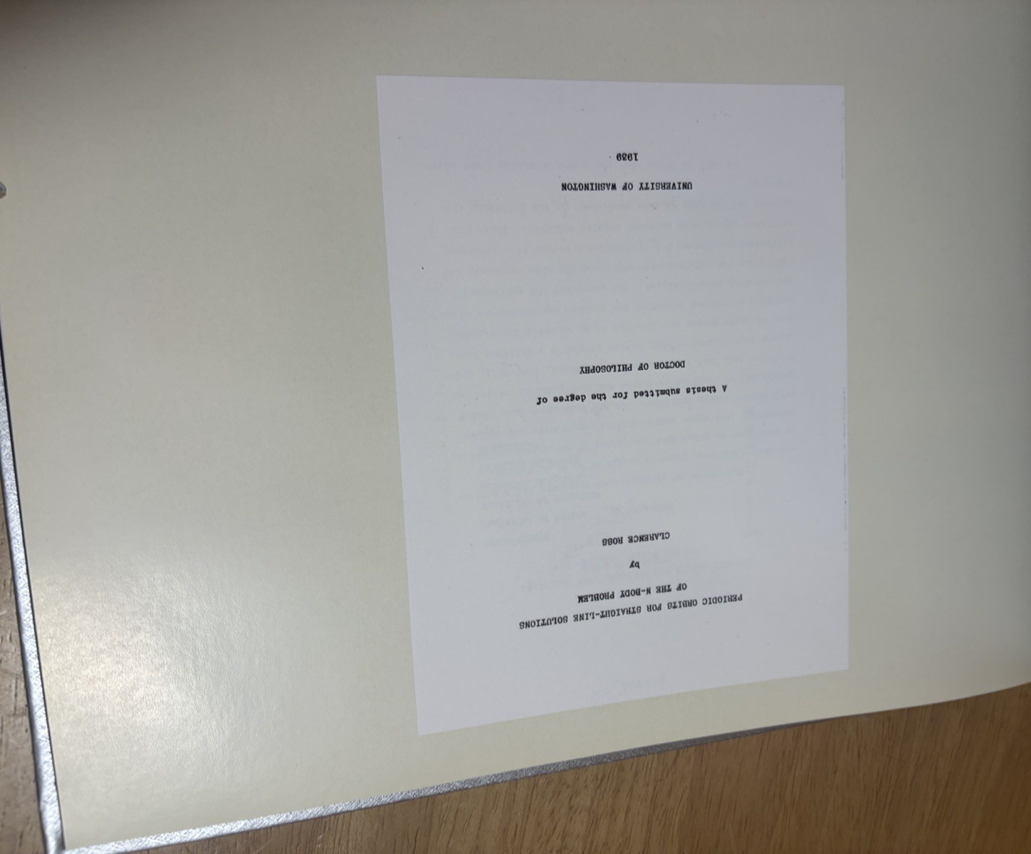 Periodic Orbits N Body Problem Moody 1939 PhD Thesis Facsimile UW Clarence Ross