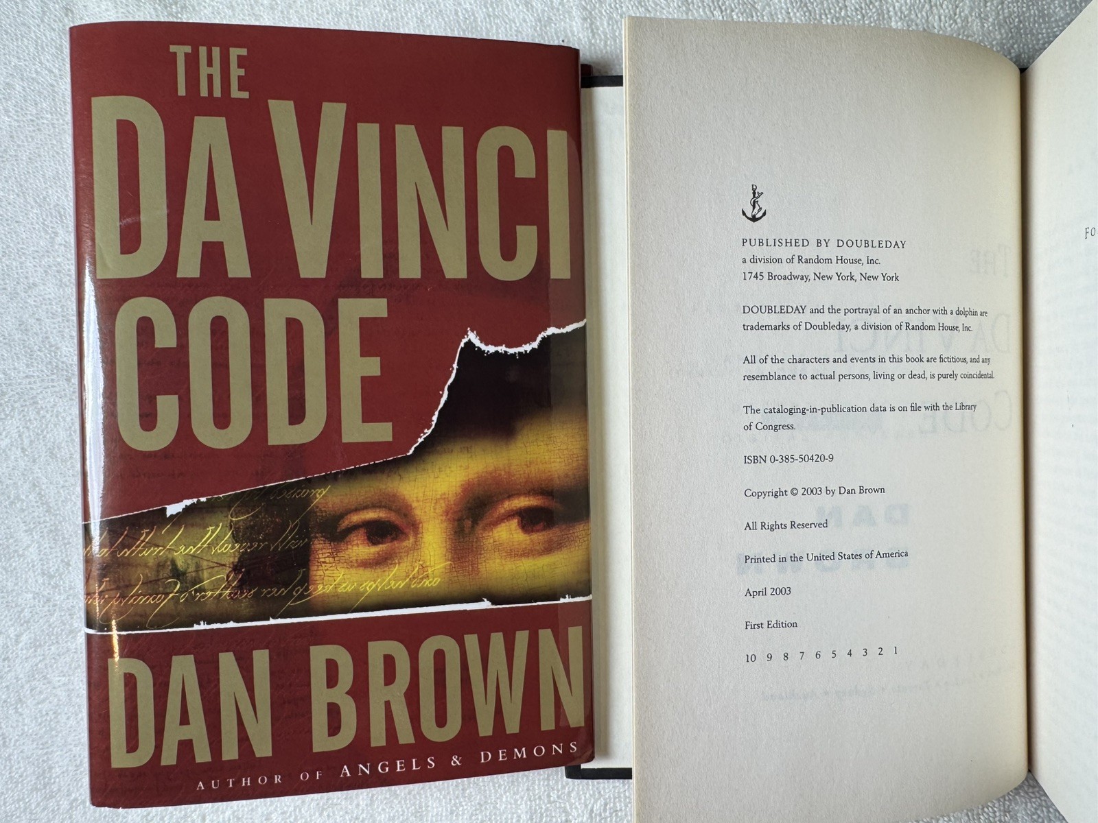 The Da Vinci Code TRUE 1st ed. 1st Print +Printing Errors. Dan Brown 2003 HC/DJ