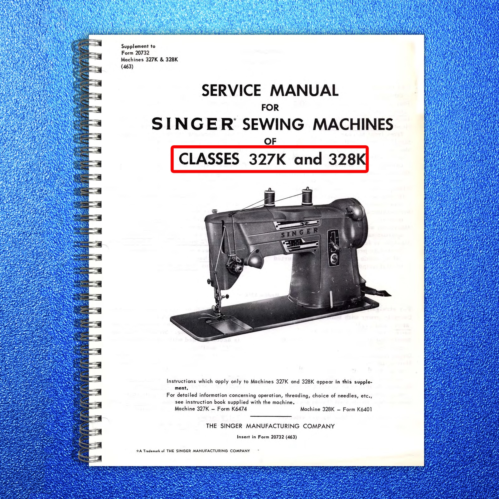 SINGER 328 327 Sewing Machine Service Manual And Parts List – WIRE BOUND