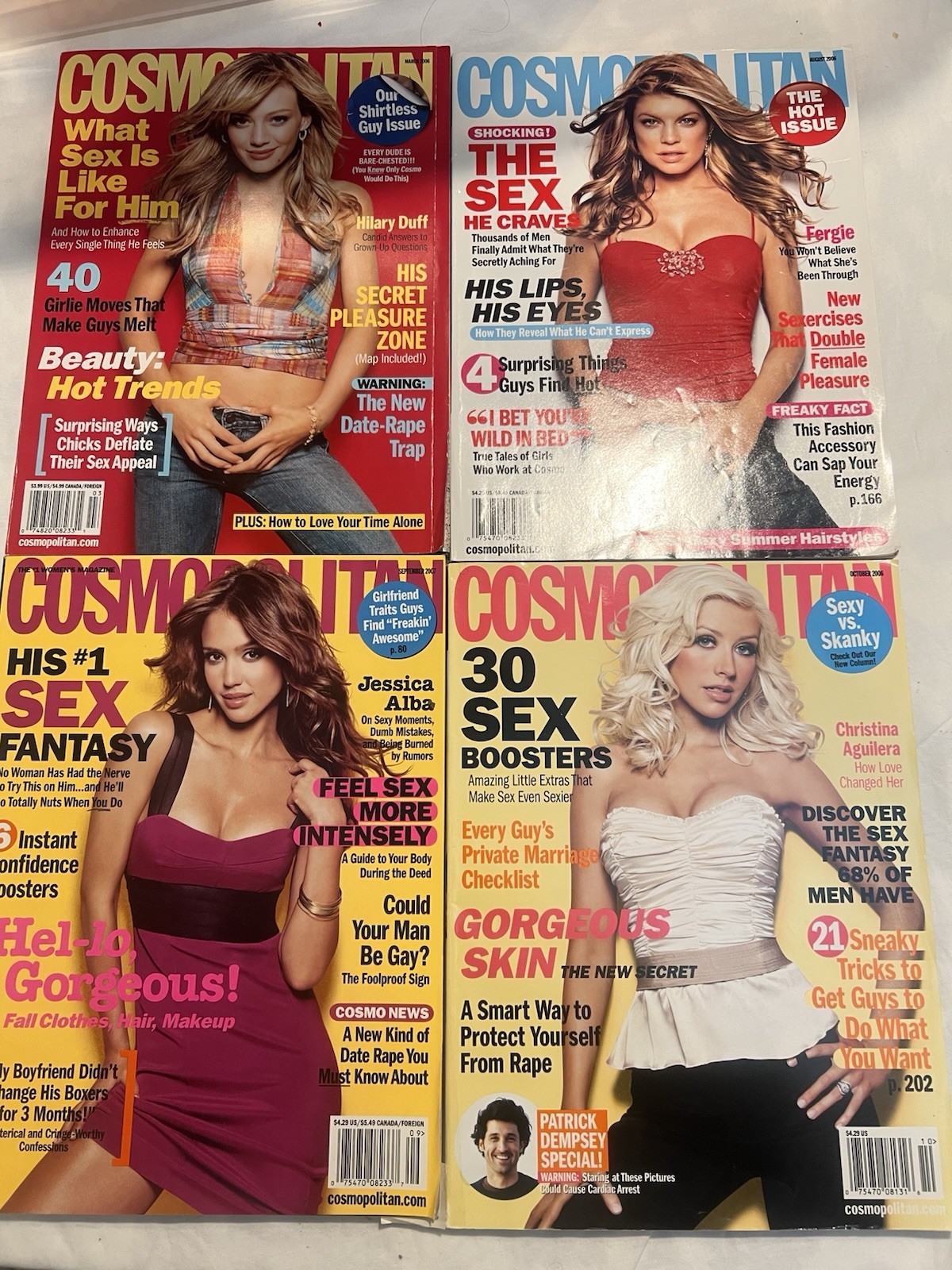 Cosmopolitan Magazine Lot 2006-2007 Hillary Duff Apolo Ohno Fergie Christina