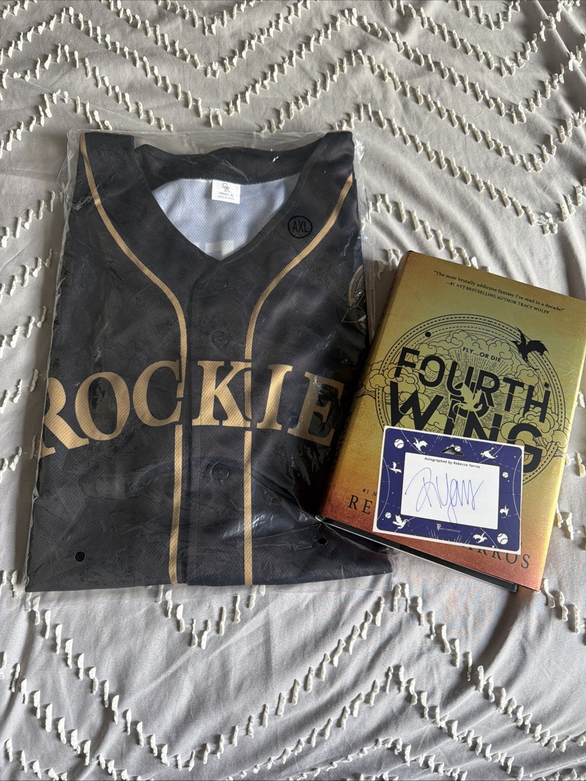 Rockies Fourth Wing Rebecca Yarros Jersey (Size XL) And Book W/Signed Book Plate