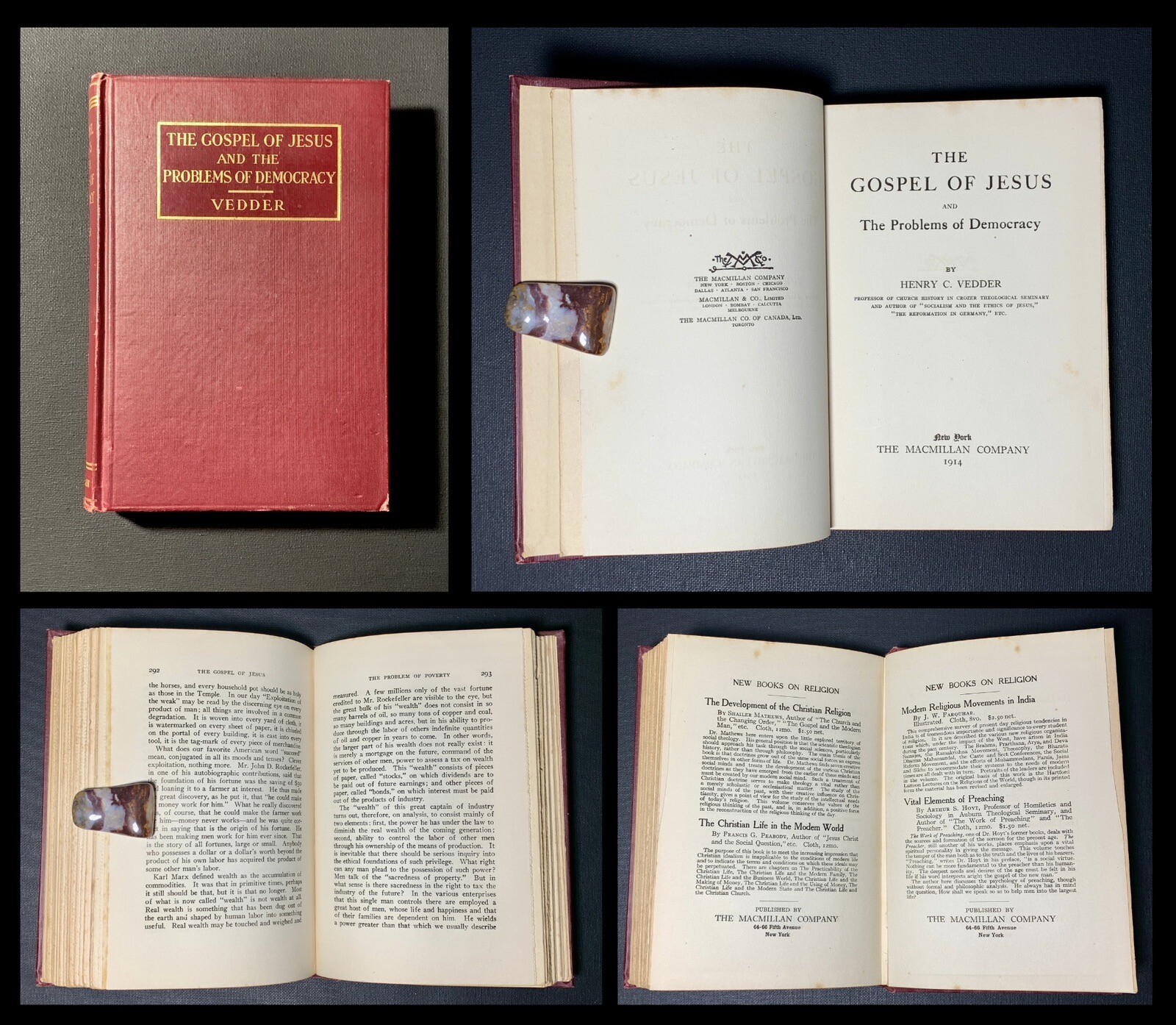 1910s ANTIQUE BOOK 1st Edition HC Democracy CHRISTIANITY social justice GOSPEL