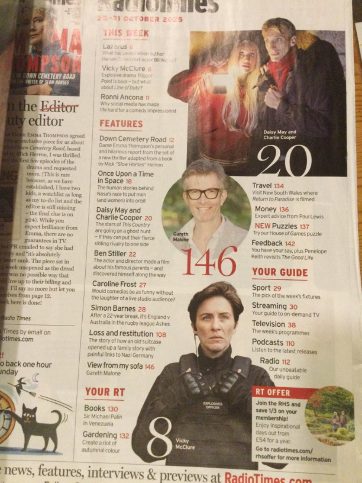 Radio Times. 25-31 Oct 2025. Emma Thompson, Ben Stiller, Vicky McClure