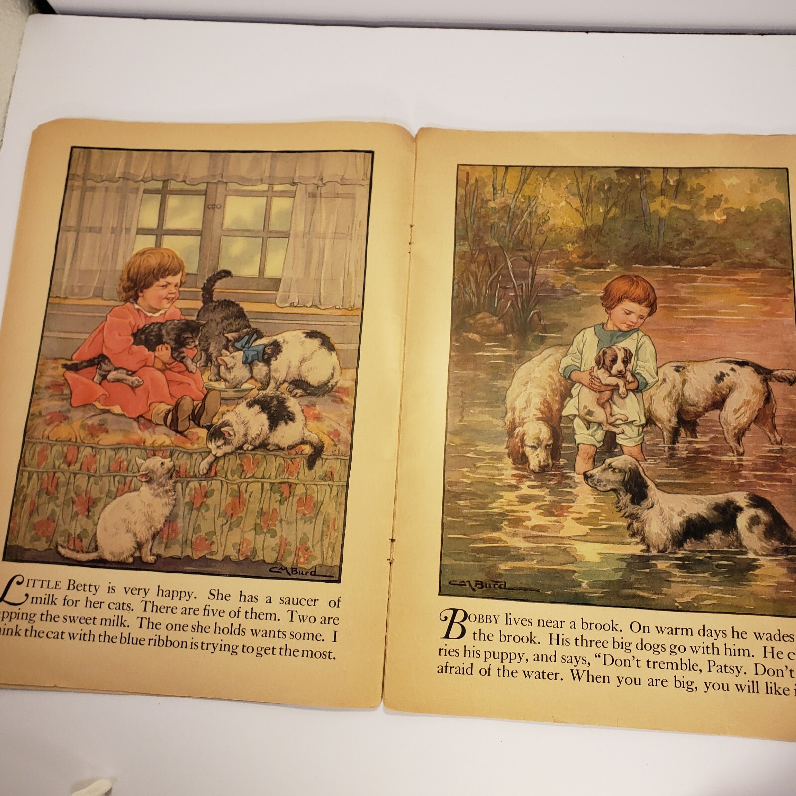 8 Vintage 1920s Children Animal Illustrated Prints CM Burd Ephemera Wall Decor