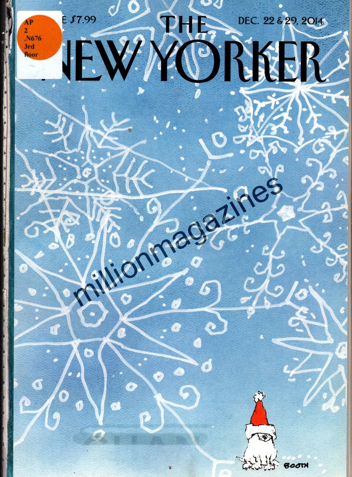 2014 New Yorker December 22-29 – Santa Dog got his wish – Snow – Booth