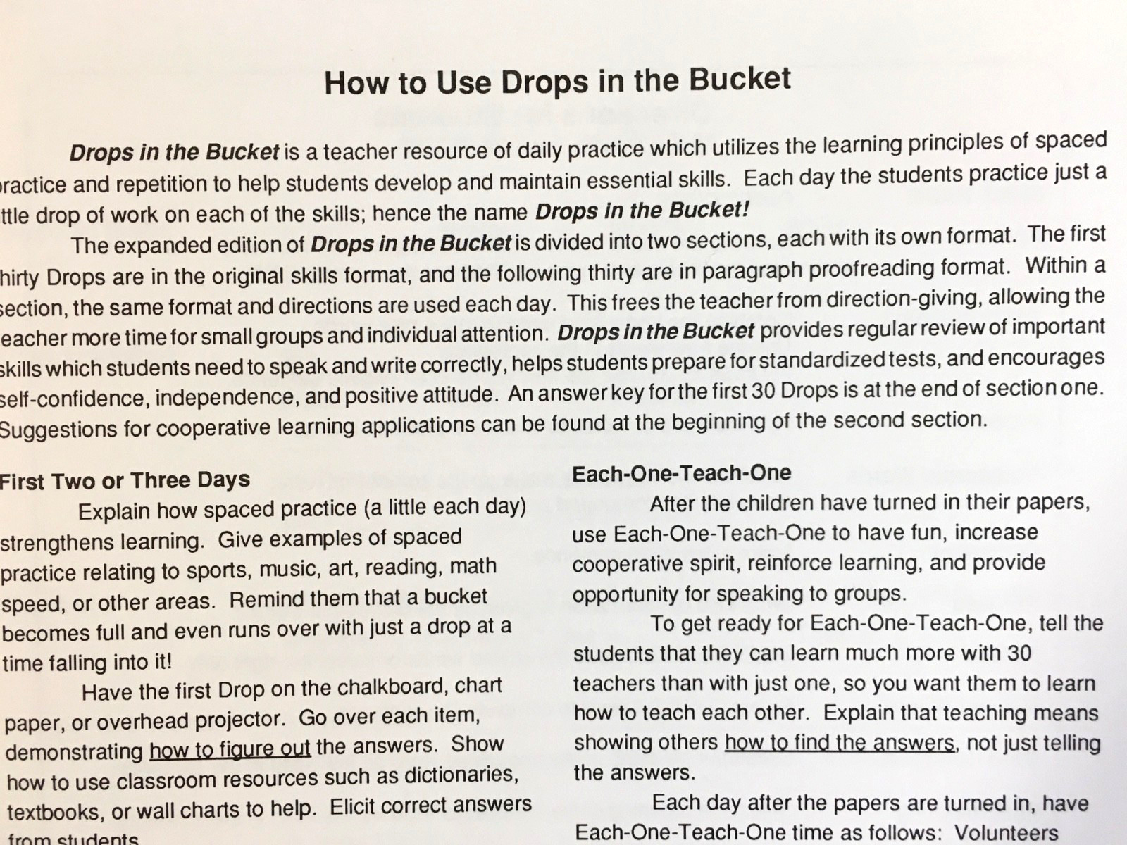 Drops in the Bucket by Mary Jo Hand Levels B & C Lang. Arts & Reading Homeschool