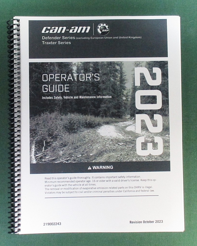 2023 Can-Am Traxter XT HD10 Owner&rsquo;s Manual: 252 Pages & Protective Covers