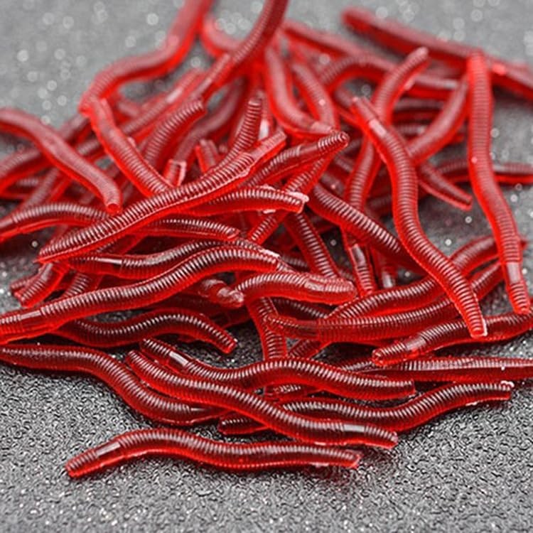 Zittop 40mm/1.6in 100pcs Fishing Soft Lure Trout Worm Earthworm Bait Red