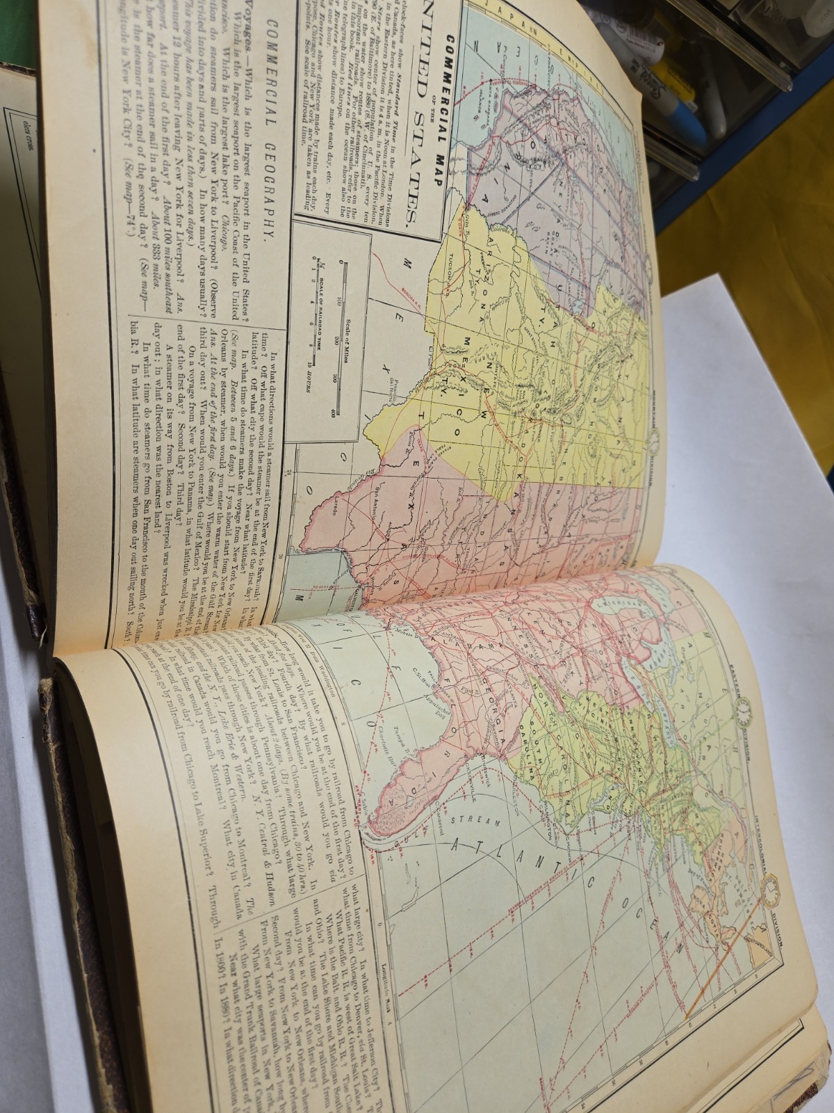 Monteith&rsquo;s Independent Course Comprehensive Geography 1882 Rare Antique Map Book