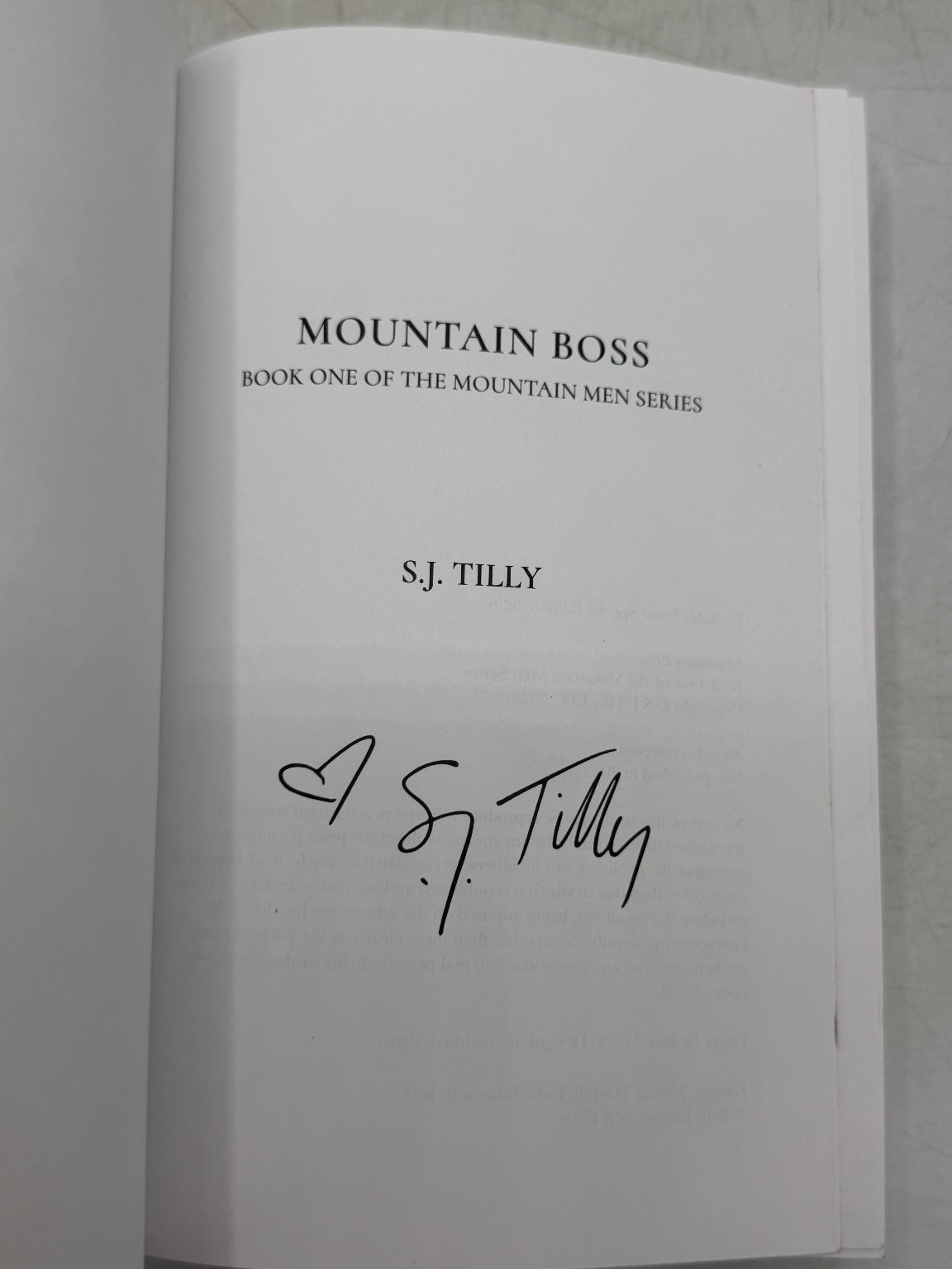 Mountain Boss S.J. Tilly 2025 Signed Special Edition Romance Book One